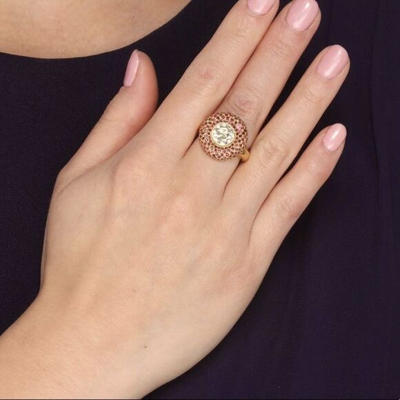 2.10 Carat Diamond Solitaire with 138 Rubies 18KYG Halo Ring - Picture 4 of 13